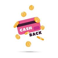 Cash back with bank card vector banner