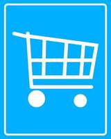 white shopping cart icon to the wheels vector