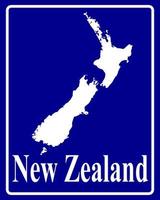 sign as a white silhouette map of New Zealand vector