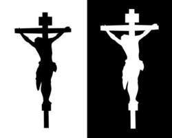 Crucifixion silhouette on a white and black background vector