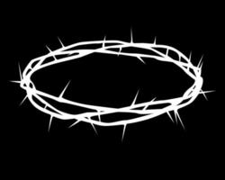 white silhouette of a crown of thorns on a black background vector