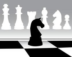 Black chess horse against chessmen vector