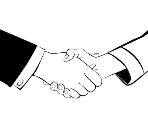 graphic handshake on a white background