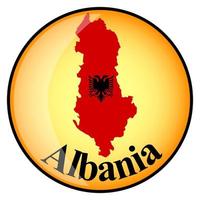 botón naranja con los mapas de imagen de albania vector