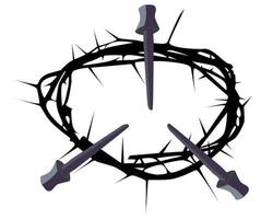 silhouette of a crown of thorns with three nails vector