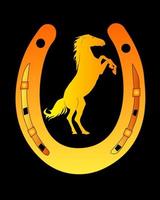 Horseshoe with a silhouette of a horse vector