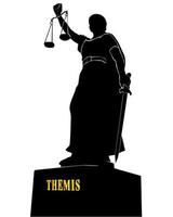 Black silhouette of a statue of a Themis on a white background vector