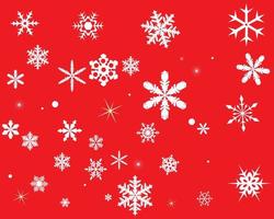 White snowflakes on a red background vector