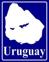 sign as a white silhouette map of Uruguay vector