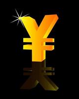 Gold sign on yen on a black background vector