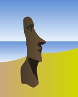 ídolo de la isla de pascua en un fondo marino vector