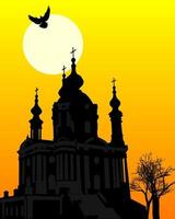 silhouette of St. Andrew's Church in Kiev vector