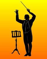 silhouette of a conductor with the music stand vector