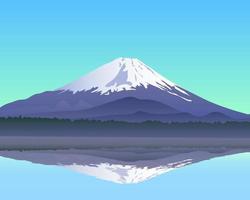 the sacred mountain of Fuji in the background of blue sky vector