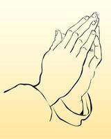 praying hands on a yellow background vector