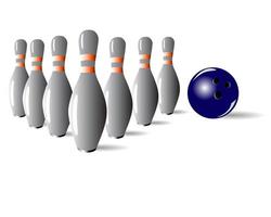 Size and sphere for game in bowling on a white background vector