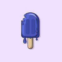 Blueberry melting ice cream stick cartoon cute vector