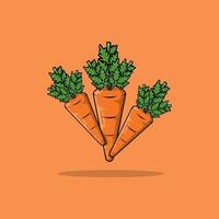 vector de icono de dibujos animados frescos de frutas vegetales de zanahoria