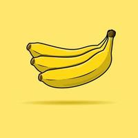 Yellow banana drawing cartoon artwork vector