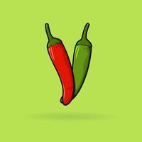 Chili pepper red green spicy hot vegetable fruit cartoon vector