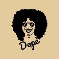 Dope afro women silhouette black drawing vector illustration