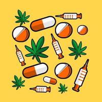 set of drugs pharmacy cartoon vector drawing