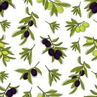 Seamless pattern with hand drawn olive branches. vector