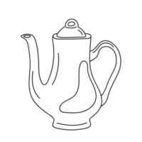 Ceramic coffee pot in the doodle style. vector