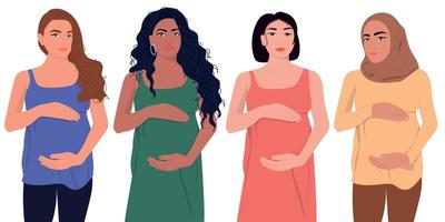 Set of different pregnant women vector