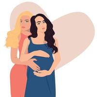 Pregnant lesbian couple in love vector