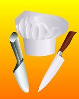 chef's hat with two knives vector