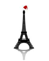 Eiffel Tower with Red Winter Hat vector