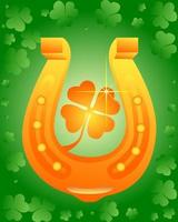 Golden Horseshoe with leaf clover vector