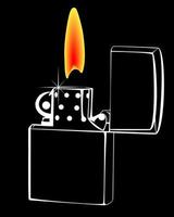 burning gasoline lighter on a black background vector