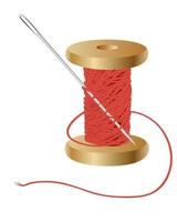 coil with a red thread and needle vector