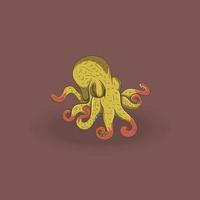 Illustration vector of octopus. Vector engraved illustration for t-shirt, sticker, mascot, cartoon character or NFT character