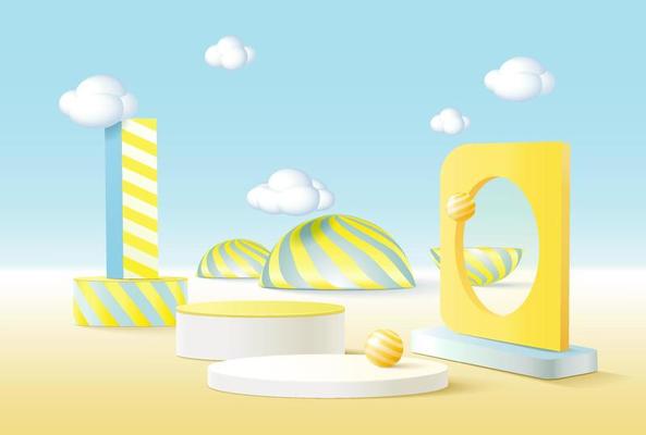 Abstract yellow color geometric shape background, modern minimalist mock up for podium display or showcase