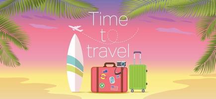 Travel concept vector illustration in flat style design. Vacation background