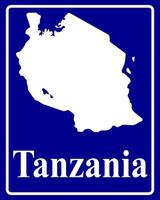 firmar como un mapa de silueta blanca de tanzania vector