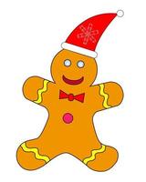 drawing Christmas gingerbread with red hood over white background vector