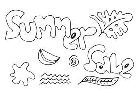 Set of Summer Sale Doodle Collection.vector illustration. vector