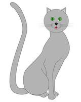 drawing a gray cat with green eyes vector