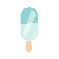 Cartoon low poly frozen ice cream. Fruit dessert of blue color on a wooden stick.