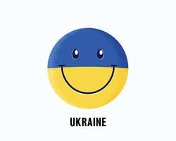 Happy face in colors of Ukrainian flag. Ukraine smiling emoticon on isolated background, editable vector eps.