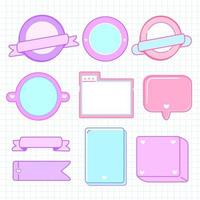 Vintage pastel Color Cute Vector Badges Set .retro frame on white background.ribbon,triangle,bubble for massage text.logo frame.scrape book element..