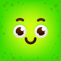 Funny cartoon face. Green monster smiley face illustration. Cute funny  emotions with big eyes 7726129 Vector Art at Vecteezy