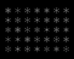 conjunto de vectores de diferentes copos de nieve navidad año nuevo iconos web