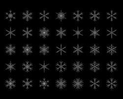 conjunto de vectores de diferentes copos de nieve navidad año nuevo iconos web