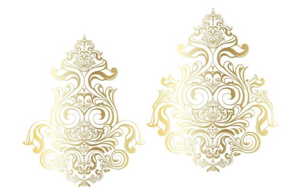 Vector damask vintage baroque scroll ornament swirl. Victorian monogram heraldic shield swirl.Retro floral leaf pattern border foliage antique  acanthus calligraphy engraved tattoo. Tile decor element