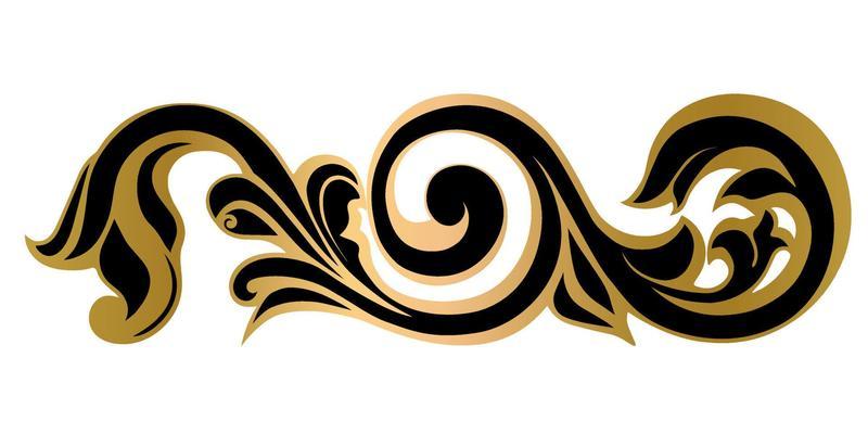 Vector damask vintage baroque scroll ornament swirl. Victorian monogram heraldic shield swirl.Retro floral leaf pattern border foliage antique  acanthus calligraphy engraved tattoo. Tile decor element